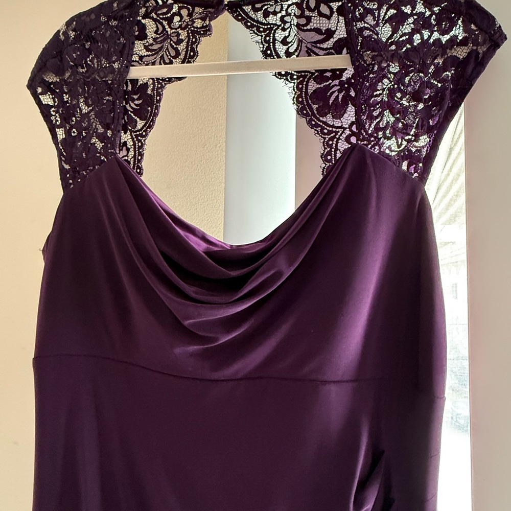 MSK Deep Purple Dress with Lace Accents